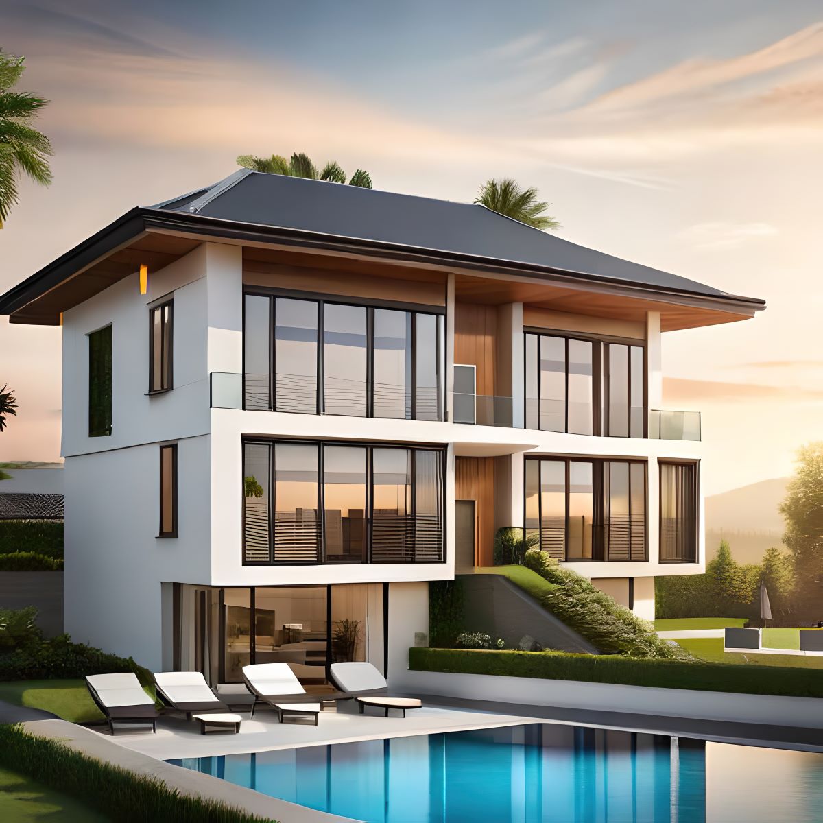 house with pool background 1